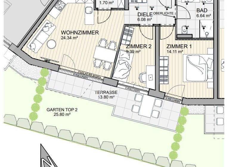 Wohnung zum Kauf - Erstbezug 498.000 € 3 Zimmer 62,3 m² 2. Geschoss Lans 6072