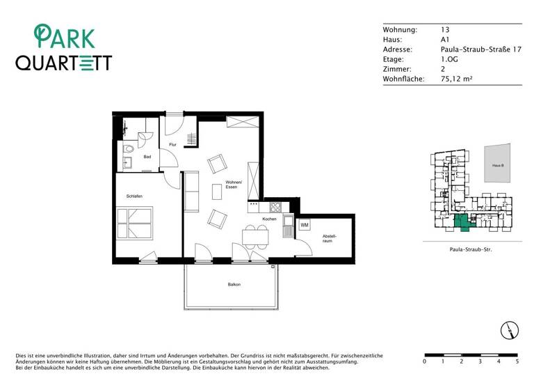 Wohnung zur Miete - Erstbezug 925 € 2 Zimmer 74,8 m² 1. Geschoss Paula-Straub-Str. 17 Villingen Villingen-Schwenningen 78048