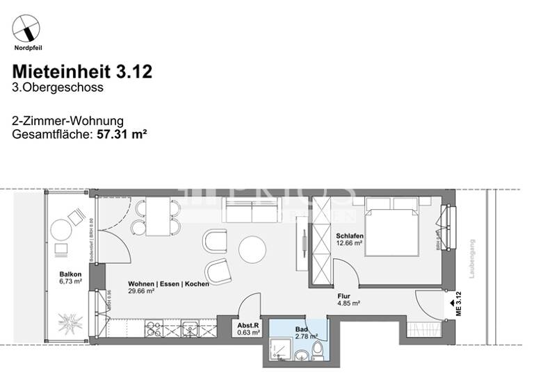 Wohnung zur Miete 980 € 2 Zimmer 57 m²<br/>Wohnfläche 3.<br/>Geschoss ab sofort<br/>Verfügbarkeit Goerdelerstr. 35 Offenbach am Main Offenbach am Main 63071