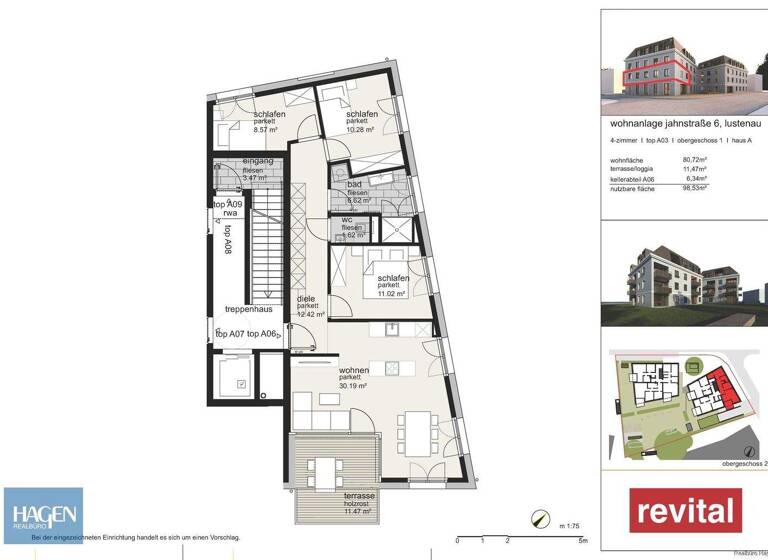 Wohnung zum Kauf - Erstbezug 545.000 € 4 Zimmer 81,1 m² 1. Geschoss Lustenau 6890