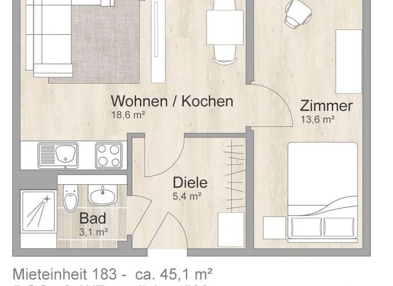 Wohnung zur Miete 410 € 2 Zimmer 45,1 m² 11. Geschoss frei ab 16.04.2026 St. Petersburger Str. 28 Seevorstadt-Ost/Großer Garten Dresden 01069