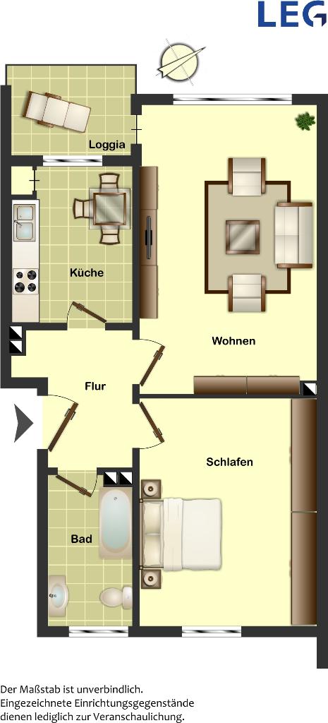 Wohnung zur Miete 389 € 2 Zimmer 48 m²<br/>Wohnfläche 1.<br/>Geschoss 11.04.2025<br/>Verfügbarkeit Luhrmannsweg 1 Widukindland 112 Osnabrück 49086