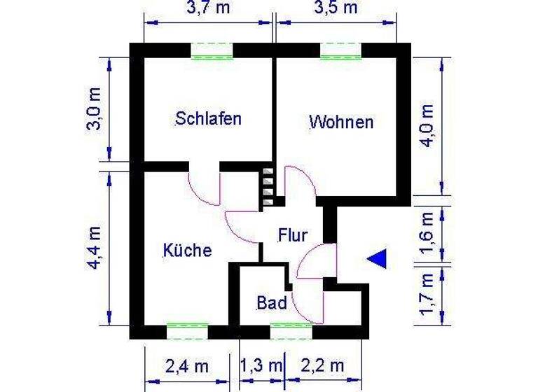 Wohnung zur Miete 319 € 2 Zimmer 45,6 m² EG Hugo-Junkers-Allee 43 Nordwest Magdeburg 39128