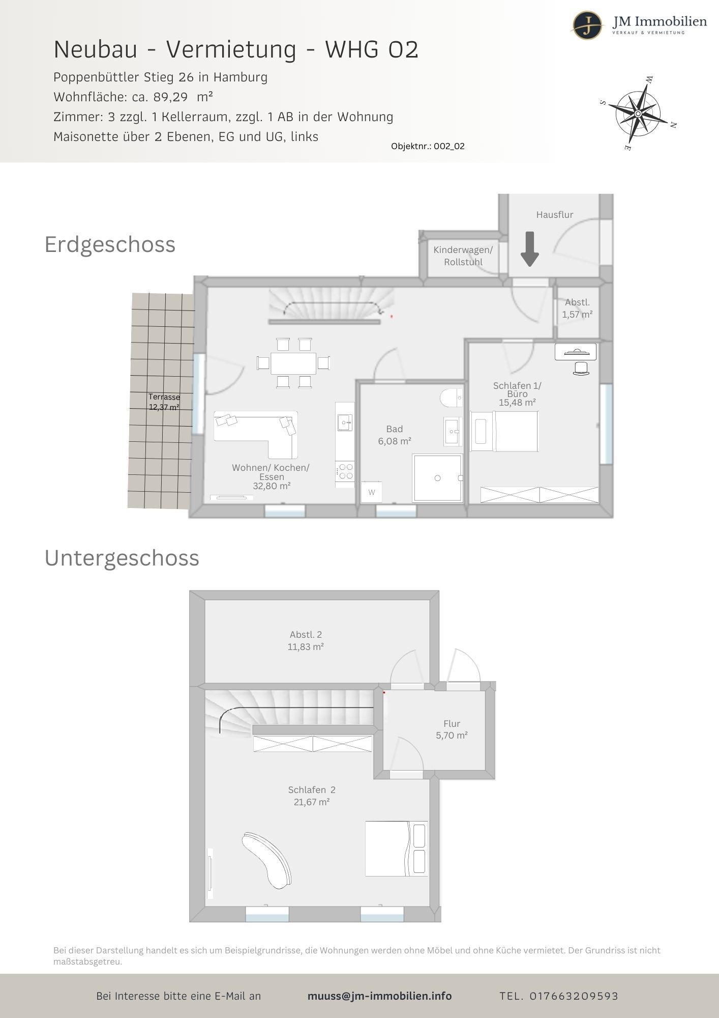 Maisonette zur Miete 1.809 € 3 Zimmer 89,3 m²<br/>Wohnfläche EG<br/>Geschoss 01.02.2025<br/>Verfügbarkeit Poppenbüttler Stieg 26 Hummelsbüttel Hamburg 22339