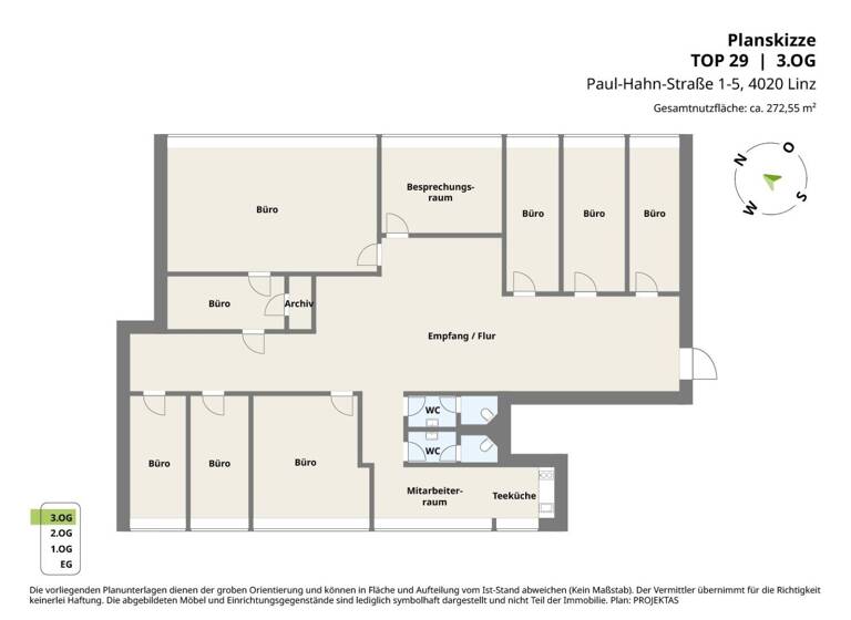 Bürofläche zur Miete 2.180 € 272,6 m² Bürofläche Paul-Hahn-Strasse 1 - 3 Lustenau Linz 4020