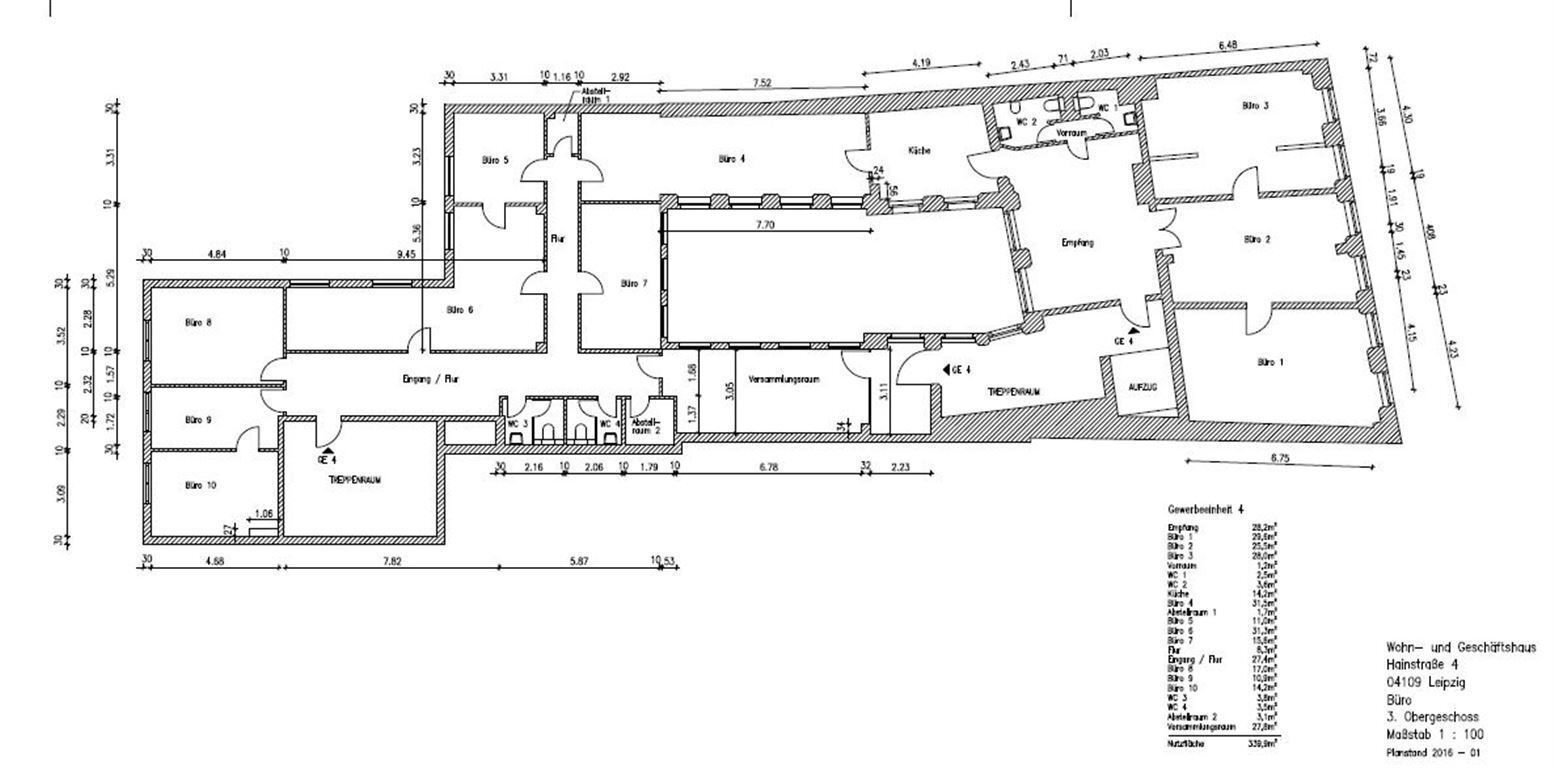 Bürofläche zur Miete provisionsfrei 4.900 € 6 Zimmer 340 m²<br/>Bürofläche Hainstraße 4 Zentrum Leipzig 04109