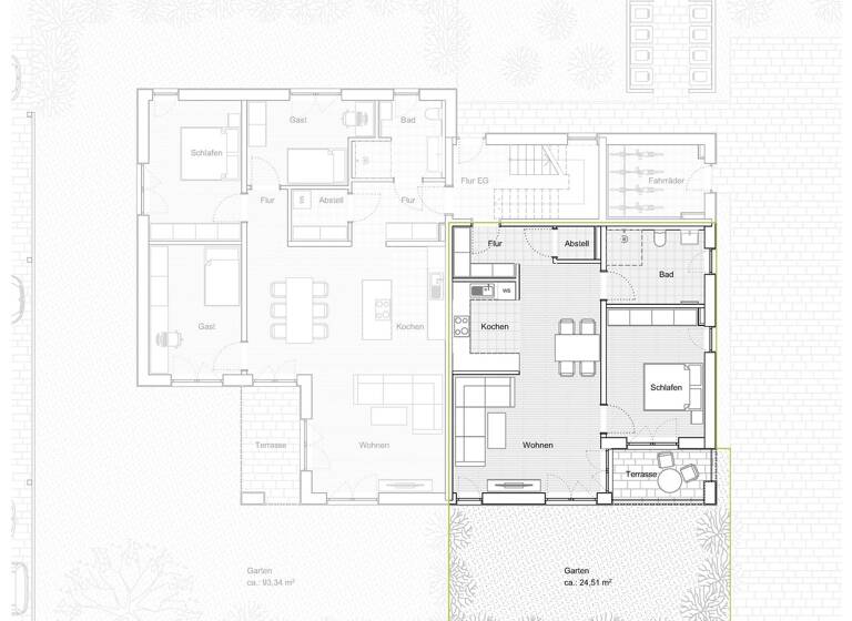 Wohnung zur Miete - Erstbezug 1.150 € 2 Zimmer 70 m² EG Möhrendorf 91096