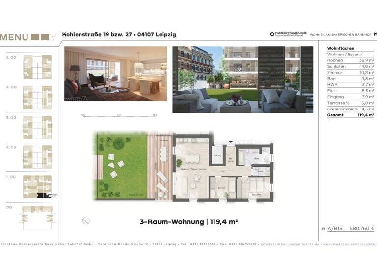 Wohnung zum Kauf provisionsfrei 644.760 € 3 Zimmer 119,4 m²<br/>Wohnfläche 1.<br/>Geschoss 31.12.2027<br/>Verfügbarkeit Zentrum-Süd Leipzig 04107