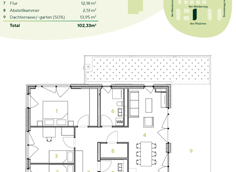 Wohnung zur Miete 2.085 € 4 Zimmer 102,3 m² 3. Geschoss frei ab 01.06.2026 Am Weidenring 15 Ober-Eschbach Bad Homburg vor der Höhe 61352