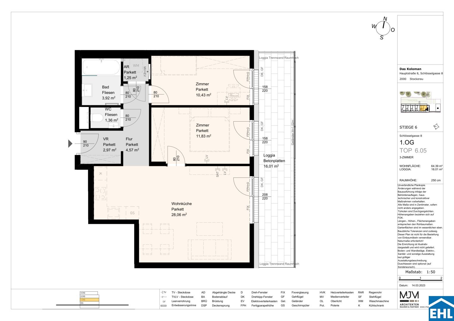 Wohnung zum Kauf 348.000 € 3 Zimmer 64,4 m²<br/>Wohnfläche 1.<br/>Geschoss Schlösselgasse Stockerau 2000