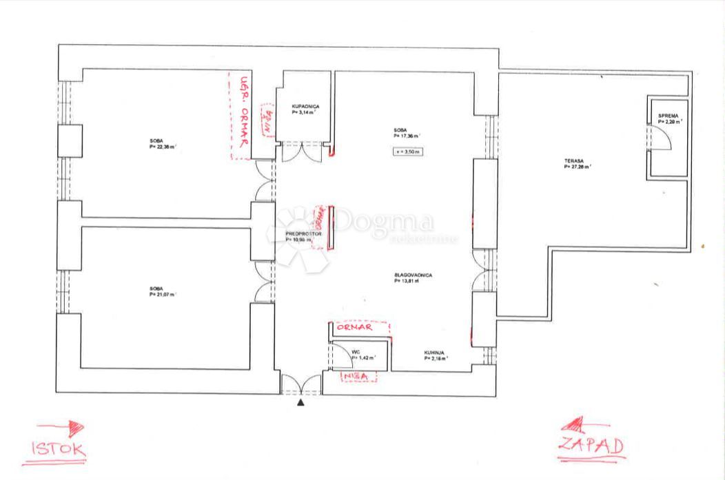 Wohnung zur Miete 650 € 3 Zimmer 93 m²<br/>Wohnfläche 3.<br/>Geschoss Pula 52100