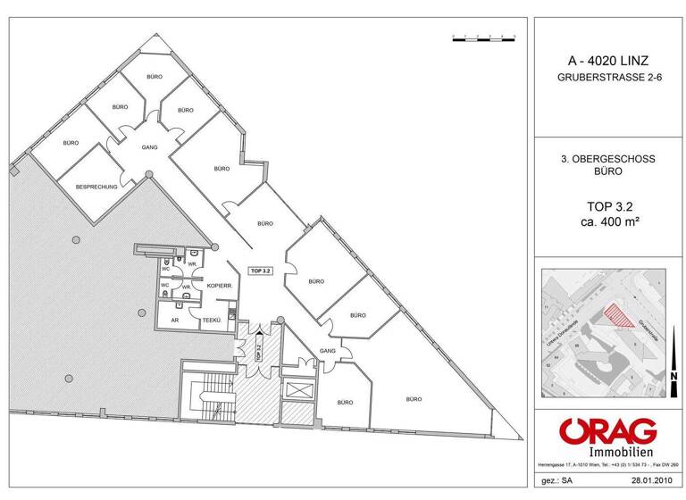 Bürofläche zur Miete 9,90 € 400,1 m² Bürofläche Linz 4020