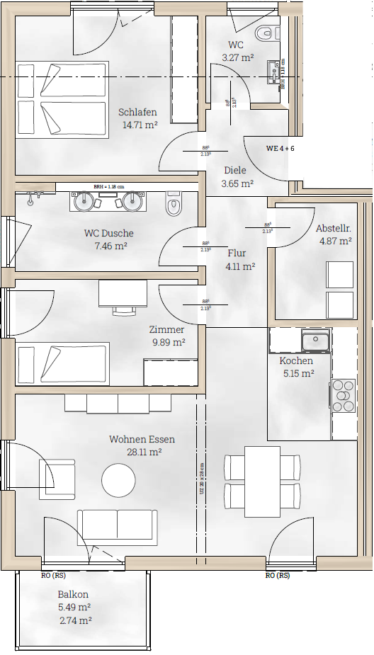 Wohnung zum Kauf provisionsfrei als Kapitalanlage geeignet 399.000 € 3 Zimmer 83,9 m²<br/>Wohnfläche Martin-Luther-Weg Kehl - Sundheim Kehl 77694