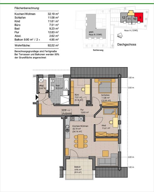 Wohnung zum Kauf provisionsfrei 368.000 € 4 Zimmer 92 m² Dachgeschoss Egg Egg 87743