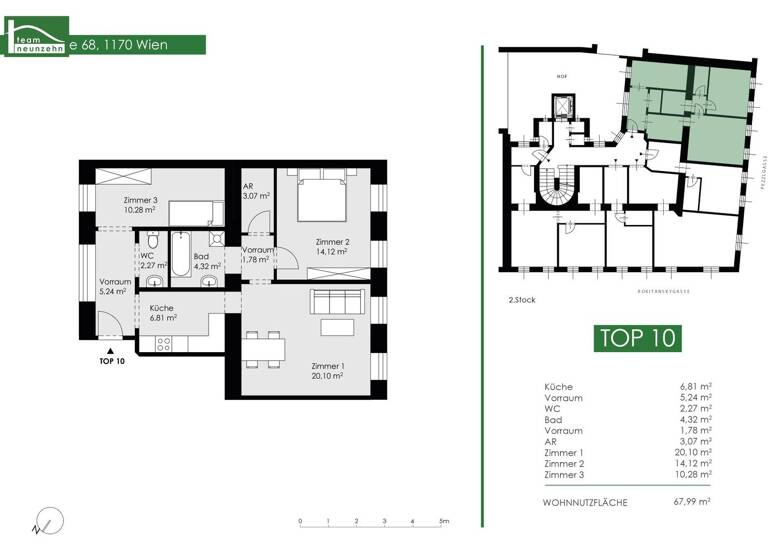 Wohnung zum Kauf 399.000 € 3 Zimmer 68 m² 2. Geschoss Wien 1170