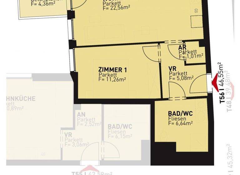 Wohnung zum Kauf - Erstbezug 295.500 € 2 Zimmer 46,6 m² 3. Geschoss frei ab 30.08.2026 Drygalskiweg 59 Wien 1210