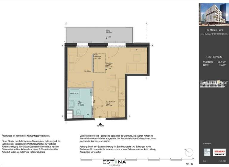 Wohnung zur Miete 733 € 2 Zimmer 35,1 m² 1. Geschoss Donau-City-Straße Wien 1220
