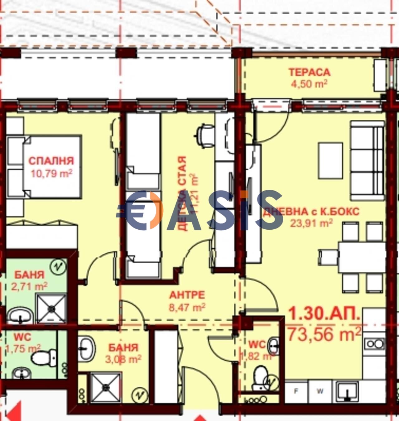 Studio zum Kauf provisionsfrei 123.024 € 3 Zimmer 93 m²<br/>Wohnfläche 1.<br/>Geschoss Saint Vlas