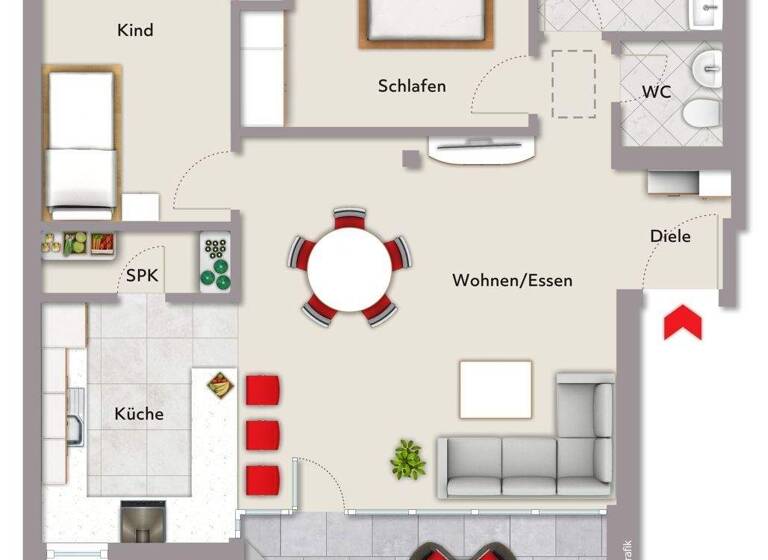 Wohnung zum Kauf 285.000 € 3 Zimmer 69,5 m² 5. Geschoss Innenstadt-Ost Karlsruhe-Innenstadt-Ost 76133