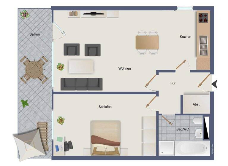 Wohnung zum Kauf 163.000 € 2 Zimmer 53 m² 1. Geschoss Haidach Pforzheim 75181
