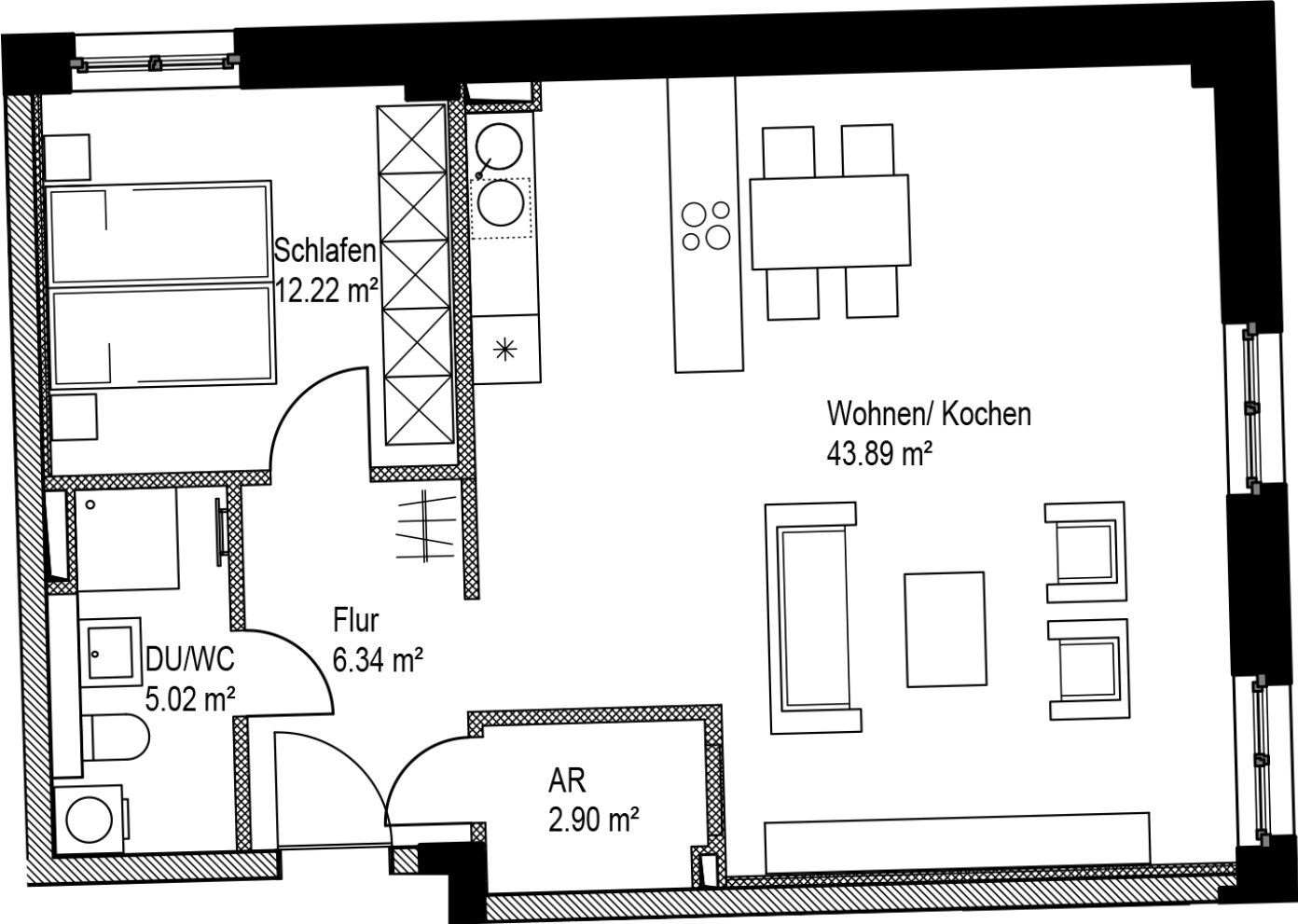 Wohnung zur Miete 789 € 2 Zimmer 71,5 m²<br/>Wohnfläche 2.<br/>Geschoss 01.03.2025<br/>Verfügbarkeit Prager Straße 18 Zentrum - Südost Leipzig 04103