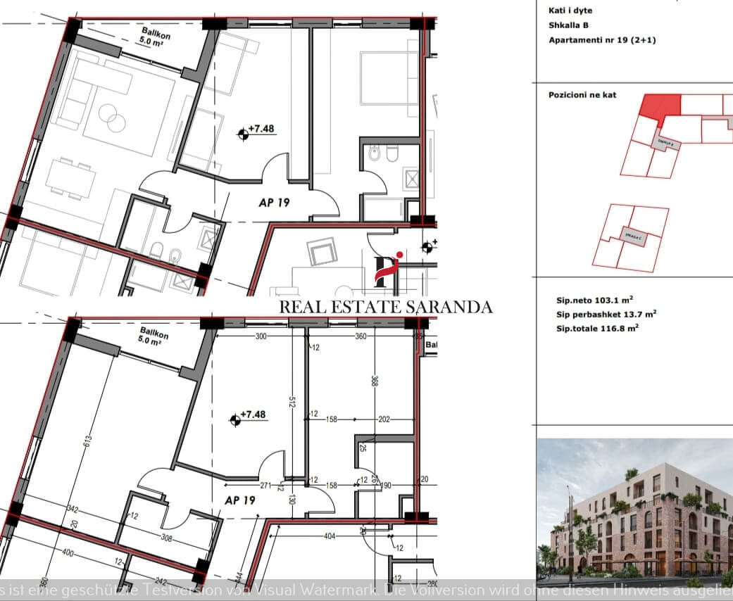 Wohnung zum Kauf 2 Zimmer 116,8 m²<br/>Wohnfläche 2.<br/>Geschoss Saranda 9701