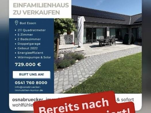 Einfamilienhaus zum Kauf 729.000 € 5 Zimmer 210,5 m² 1.279 m² Grundstück frei ab 01.10.2026 Brockhausen Bad Essen 49152