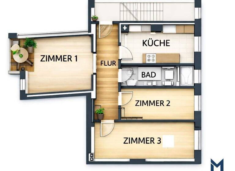 Wohnung zum Kauf 420.000 € 3 Zimmer 69 m² 3. Geschoss frei ab sofort Cranachstraße 00 Schöneberg Berlin 12157