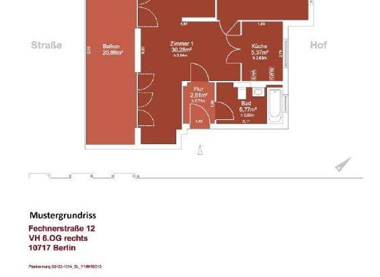 Wohnung zur Miete 1.246 € 2 Zimmer 69,2 m² frei ab sofort Fechnerstr. 12 Wilmersdorf Berlin 10717