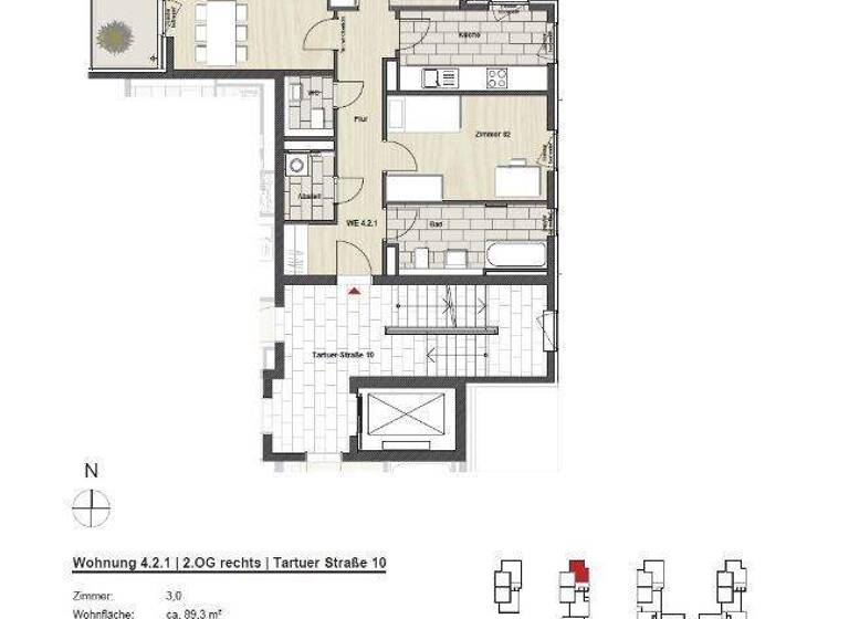 Wohnung zur Miete 1.076 € 3 Zimmer 89,3 m² 2. Geschoss frei ab 01.05.2026 Tartuer Straße 10 Neu Hagen Lüneburg 21337
