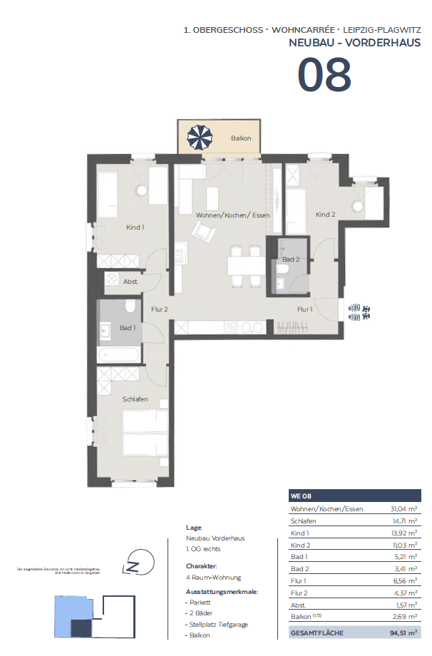 Wohnung zum Kauf provisionsfrei 525.000 € 4 Zimmer 94,5 m²<br/>Wohnfläche 1.<br/>Geschoss Plagwitz Leipzig 04229