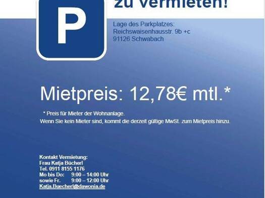 Außenstellplatz zur Miete 12,78 € Reichswaisenhausstr. 9B Schwabach 91126