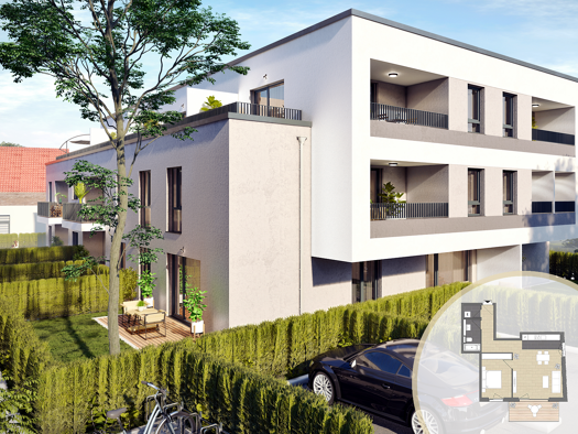 Terrassenwohnung zum Kauf - Erstbezug provisionsfrei 355.000 € 2 Zimmer 63,7 m² EG frei ab sofort Im Nex 5 Hattersheim 65795