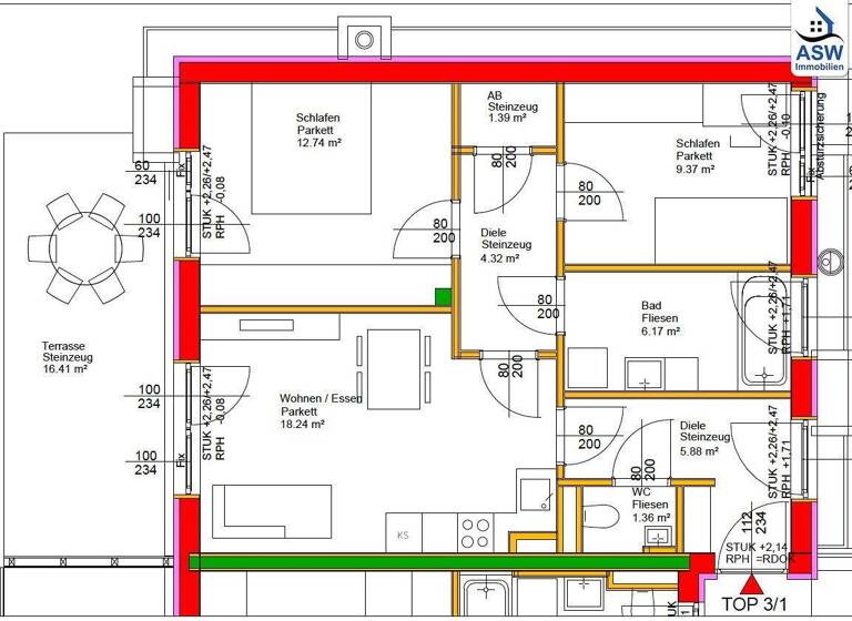 Wohnung zum Kauf 255.000 € 3 Zimmer 59,5 m² EG Hochsteingasse Geidorf Graz 8010