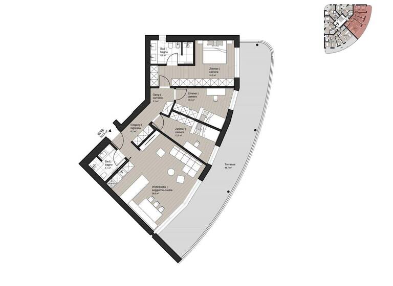 Wohnung zum Kauf 1.362.000 € 4 Zimmer 104,1 m² 3. Geschoss Andreas-Hofer-Straße Bruneck 39031