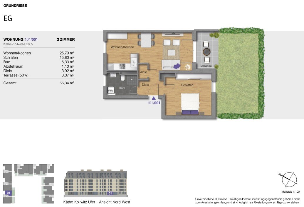 Wohnung zur Miete 721 € 2 Zimmer 55,3 m²<br/>Wohnfläche EG<br/>Geschoss 16.04.2025<br/>Verfügbarkeit Käthe-Kollwitz-Ufer 5 Elbwiesen Johannstadt Dresden 01307