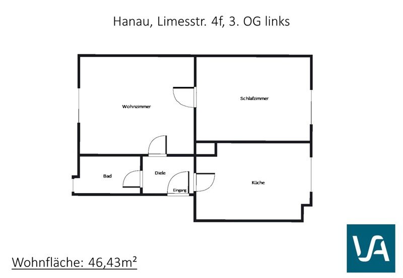 Wohnung zur Miete 422 € 2 Zimmer 46,4 m²<br/>Wohnfläche 3.<br/>Geschoss 04.02.2025<br/>Verfügbarkeit Limesstr. 4F Südost Hanau 63450