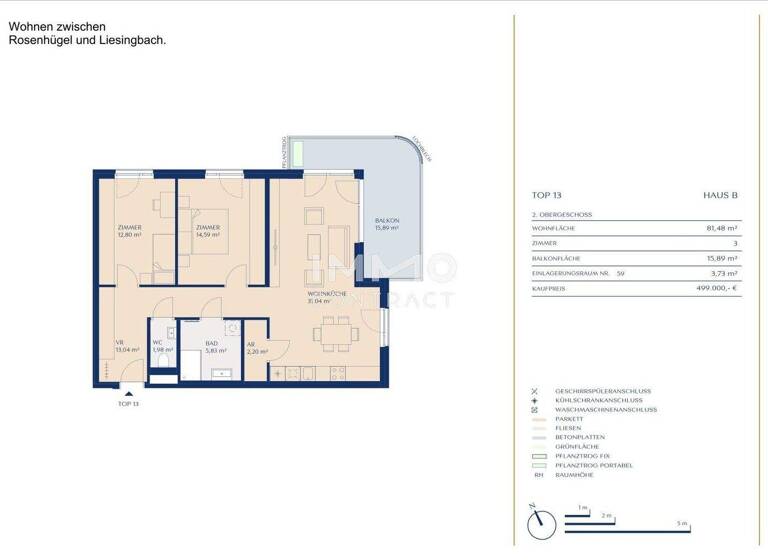 Wohnung zum Kauf - Erstbezug provisionsfrei 499.000 € 3 Zimmer 81,5 m² 2. Geschoss Wien 1230