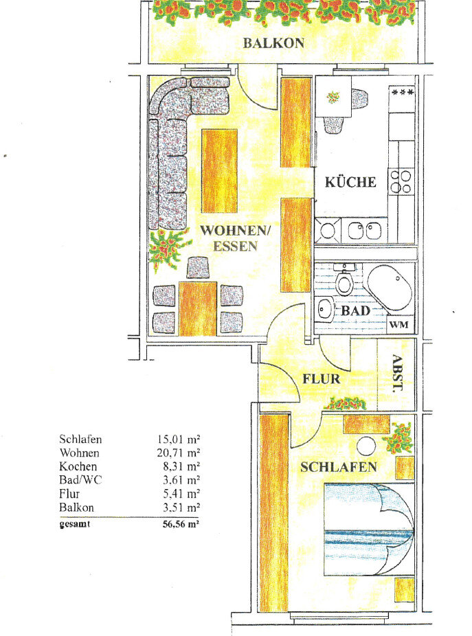 Wohnung zum Kauf 43.500 € 2 Zimmer 56,6 m²<br/>Wohnfläche 1.<br/>Geschoss Roßlau 223 Dessau-Roßlau 06862