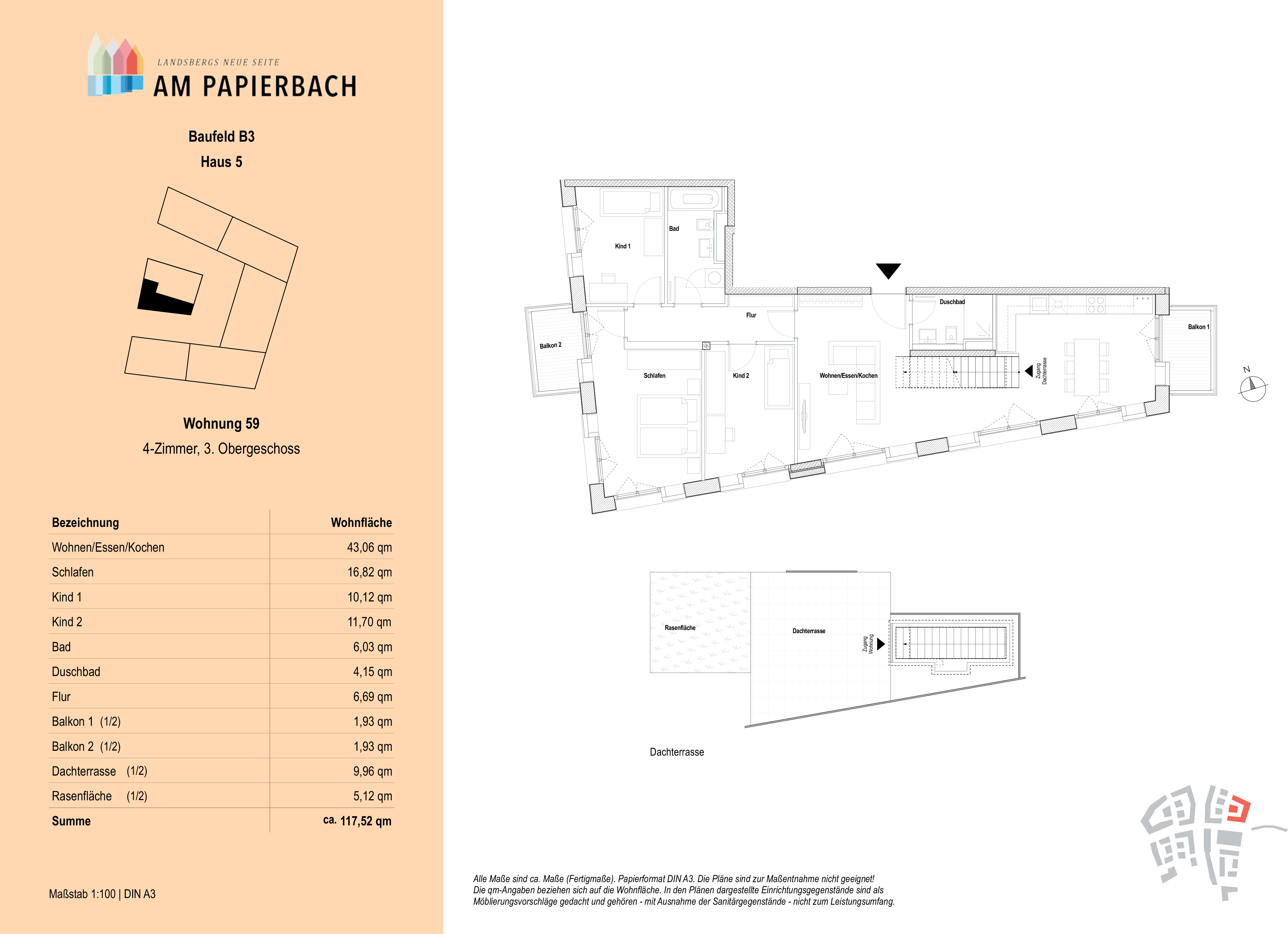 Wohnung zum Kauf provisionsfrei 1.075.000 € 4 Zimmer 117,5 m²<br/>Wohnfläche 3.<br/>Geschoss Stadtgebiet Landsberg am Lech 86899