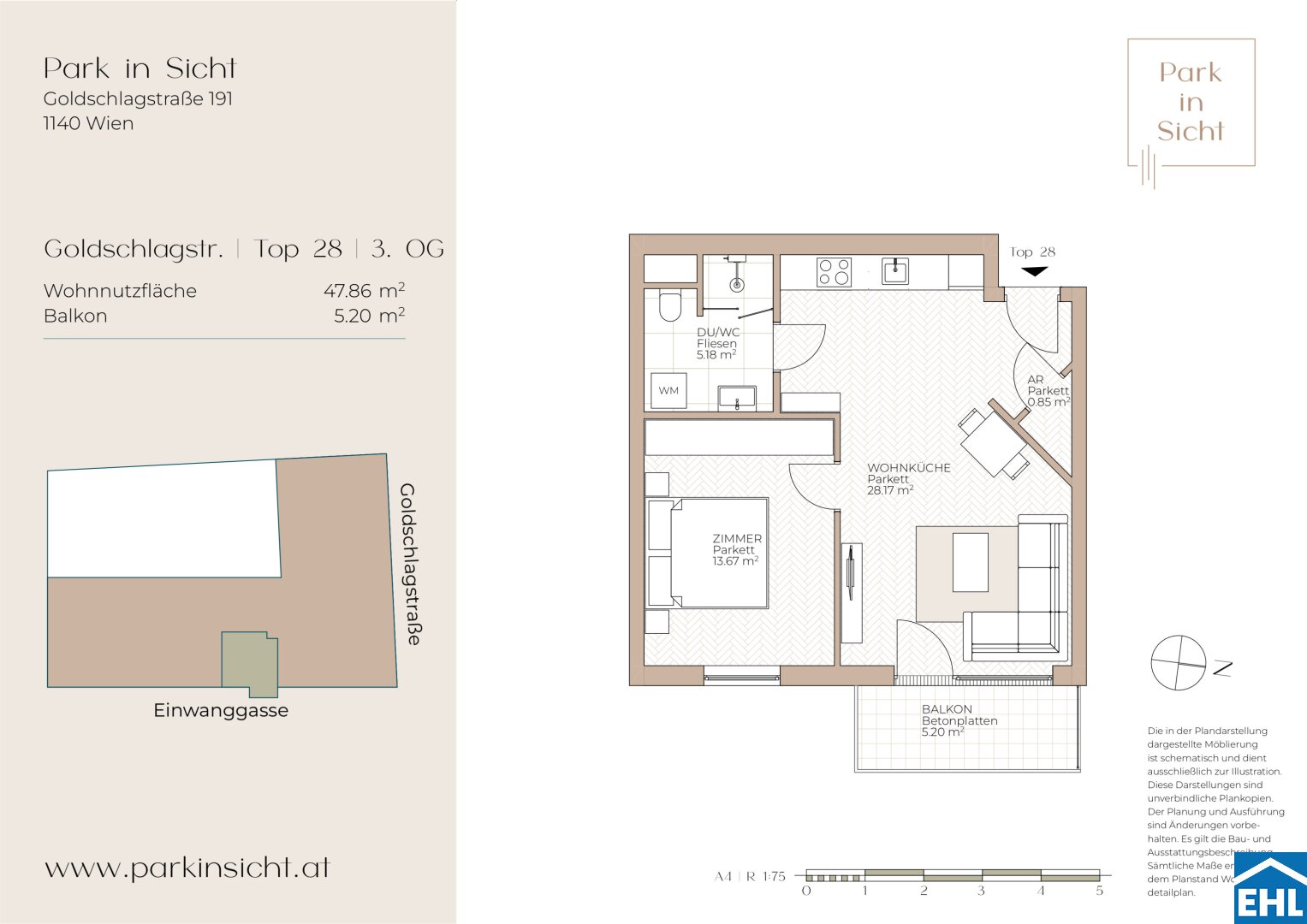 Wohnung zur Miete 758 € 2 Zimmer 47,9 m²<br/>Wohnfläche 3.<br/>Geschoss 01.02.2025<br/>Verfügbarkeit Goldschlagstraße Wien 1140