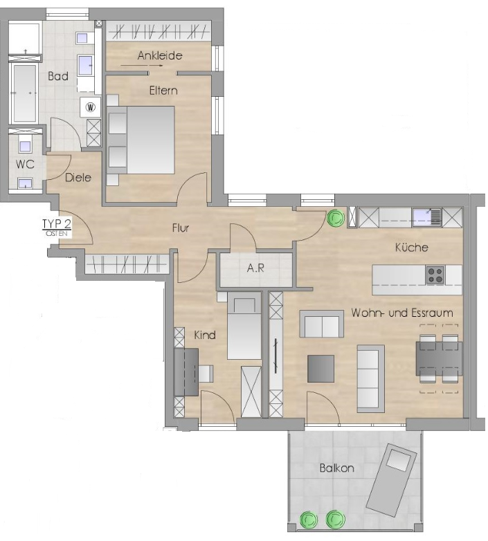 Wohnung zum Kauf provisionsfrei 416.500 € 3 Zimmer 92,3 m²<br/>Wohnfläche 1.<br/>Geschoss Ludersheim-Au Altdorf 90518