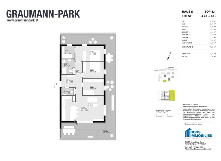 Wohnung zum Kauf - Erstbezug 570.680 € 4 Zimmer 99,7 m² 4. Geschoss Graumannpark 5 Traun 4050