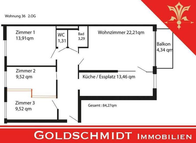 Wohnung zum Kauf 319.000 € 4 Zimmer 84,3 m² Geschoss 1/3 frei ab sofort Augsburger Straße 281 B Untertürkheim Stuttgart 70327