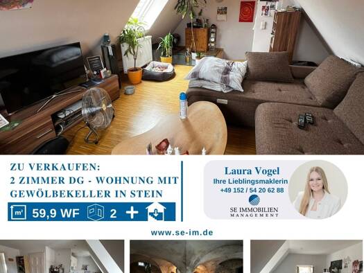 Wohnung zum Kauf 169.000 € 2 Zimmer 59,9 m² 2. Geschoss Stein Königsbach-Stein 75203