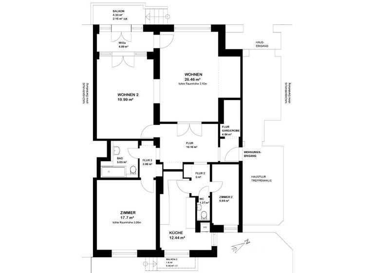 Wohnung zum Kauf 895.000 € 3,5 Zimmer 118,3 m² Winterhude Hamburg 22301