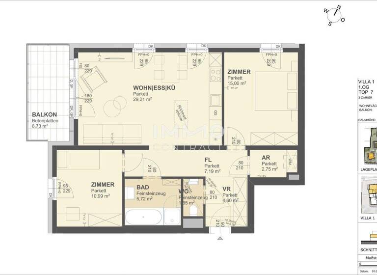 Wohnung zum Kauf - Erstbezug 434.000 € 3 Zimmer 77,1 m² Krems an der Donau 3500
