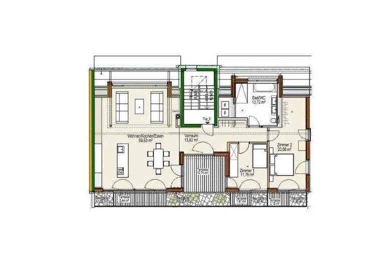 Penthouse zum Kauf - Erstbezug 1.120.000 € 3 Zimmer 123,2 m² Dorf 3a Aldrans 6071