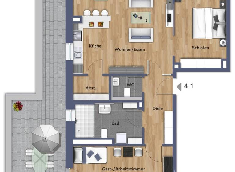 Penthouse zur Miete 1.120 € 3 Zimmer 124,1 m² 3. Geschoss Germbacher Weg 6 Frickhofen Dornburg 65599
