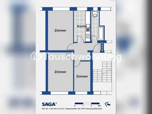 Wohnung zur Miete Tauschwohnung 506 € 2,5 Zimmer 55 m² 1. Geschoss Hausbruch Harburg 21073